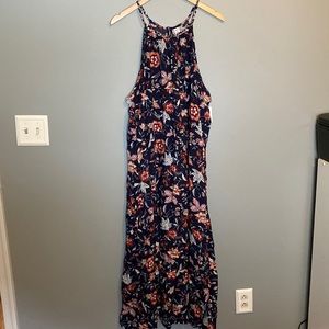 Old Navy Floral Halter Maxi Dress - Size XXL - Navy and Red Floral Pattern